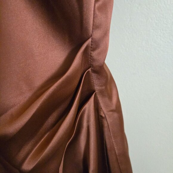 Lulus Hollywood Woman Bronze Satin Midi Slip Dress Size S - Picture 5 of 8